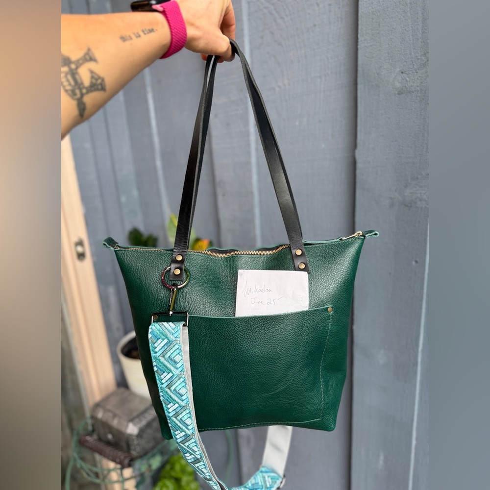 Portland Leather Goods Large Green Tote Bag (Rare Unique)